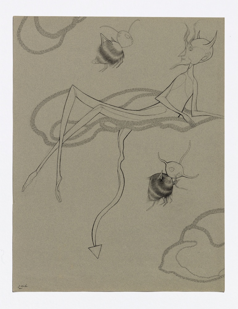 Dorothy Hood  Little Devil in the Clouds, n.d. ink on paper paper: 25 5/8 x 19 3/4 inches frame: 31 6/6 x 25 15/16 inches