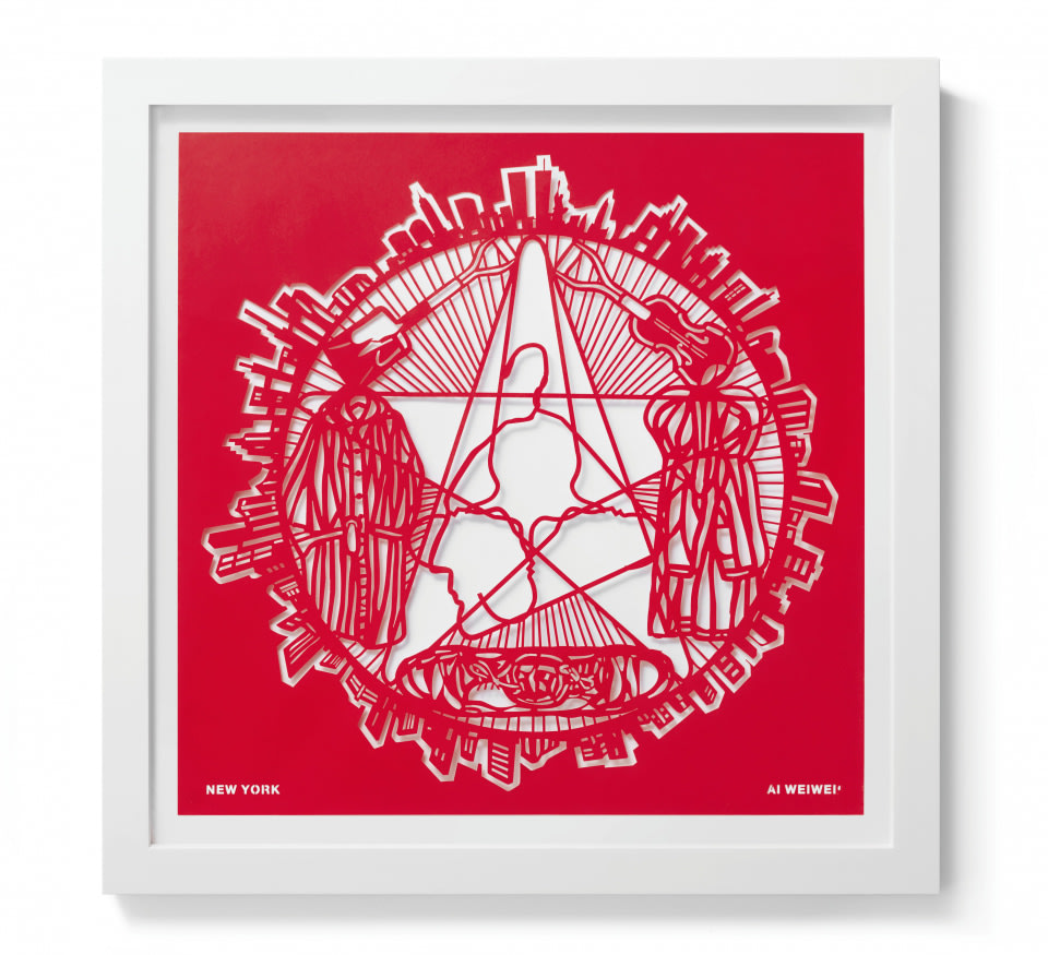 Ai Weiwei  New York (The Papercut Portfolio), 2019  papercut  23 5/8 x 23 5/8 inches  Edition 51 of 250
