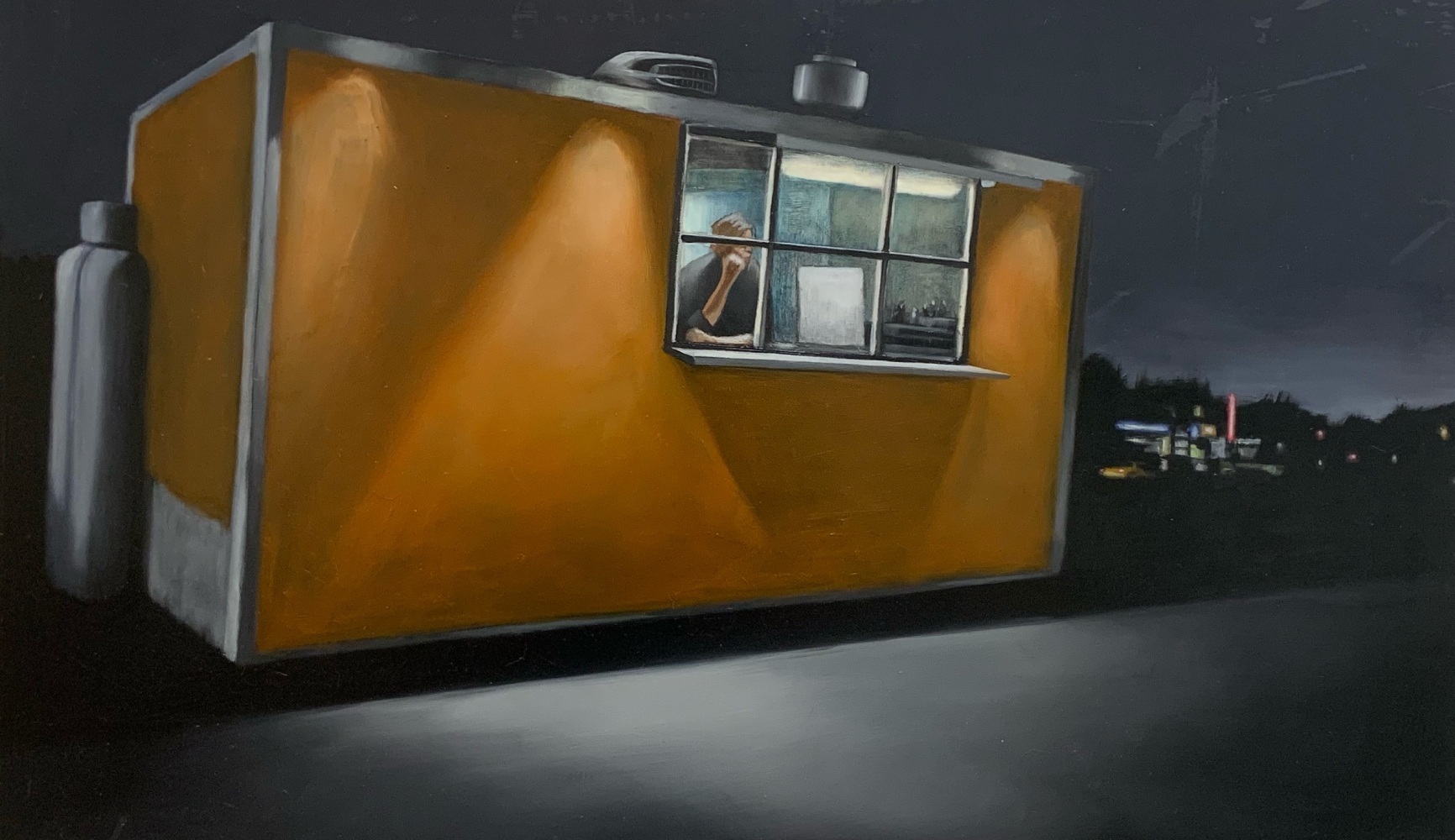 Joe Peña  Late November, Evening Falls, 2024  oil on panel  18 x 30 x 1.5 inches