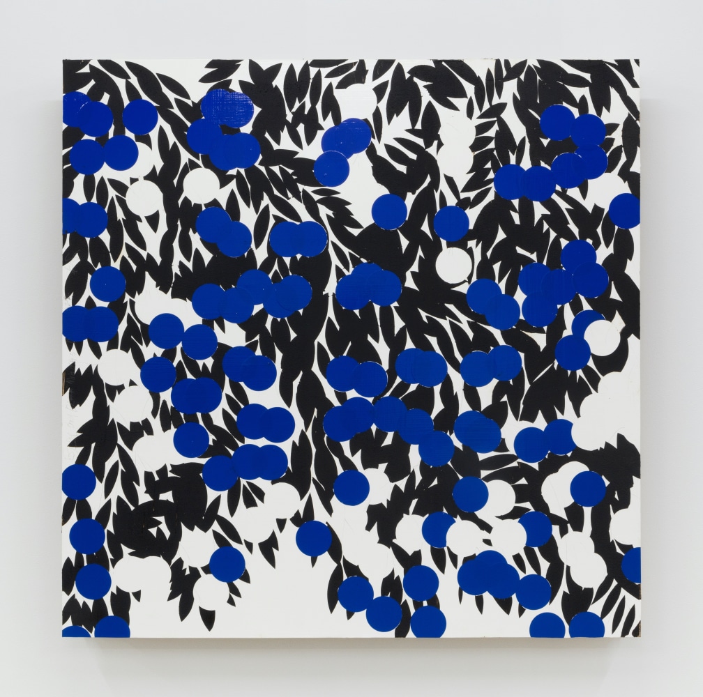 Donald Sultan Blue and Black Mimosa Dec 2 2022, 2022 Enamel, tar, and graphite on masonite 48 x 48 inches