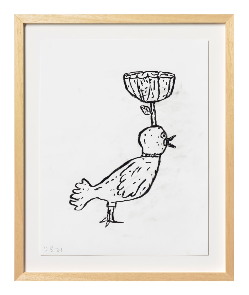 Donald Baechler Bird with Flower, 2021 graphite on Strathmore Archival Bond paper 14 x 11 inches