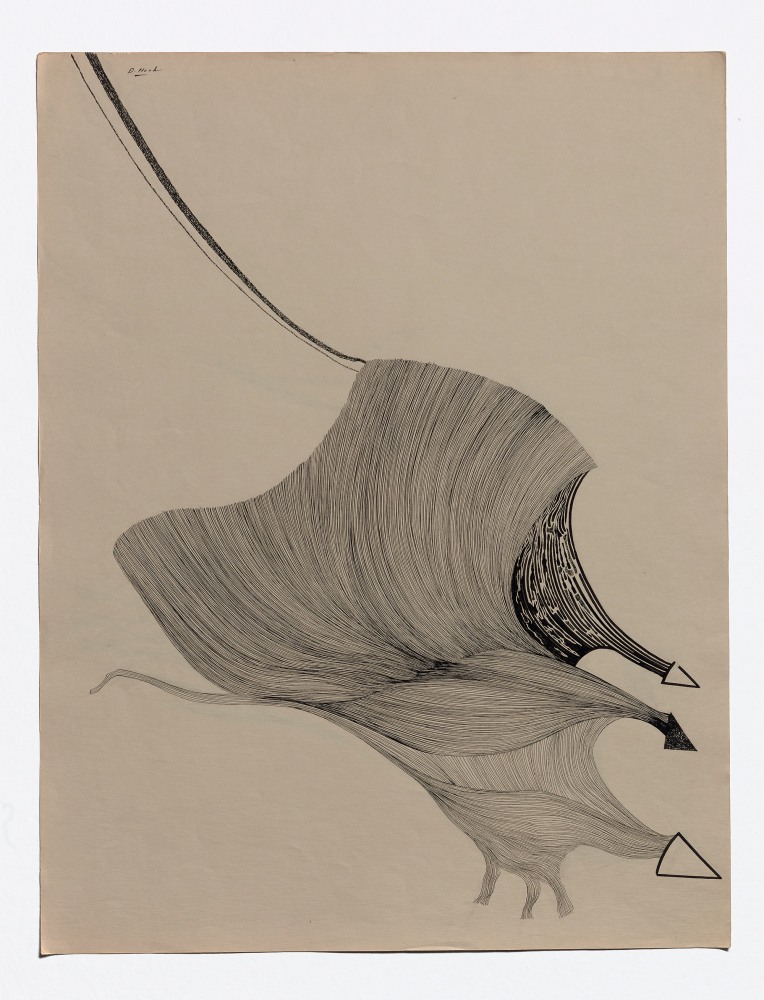 Dorothy Hood  Detectives , n.d. ink on paper paper: 26 x 20 inches  frame: 32 3/8 x 26 2/8 inches