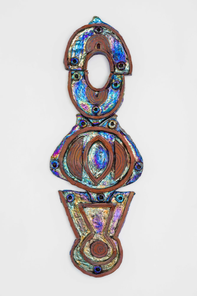Julia Kunin  Red Clay Keyhole, 2019 ceramic wall piece 32 x 13 x 2 inches  $9,000