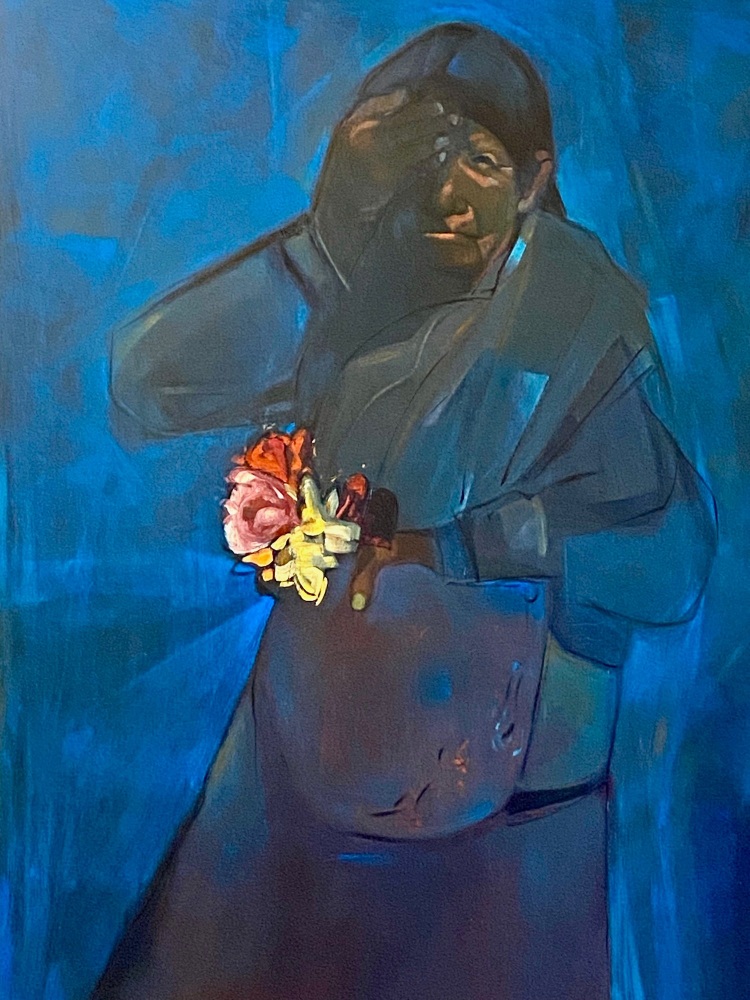 Sonya Fe  An Everyday Saint, You Don't Recognize, 2011  oil, copal and wax on canvas 60 x 48 inches Courtesy of Acosta Strong Fine Art