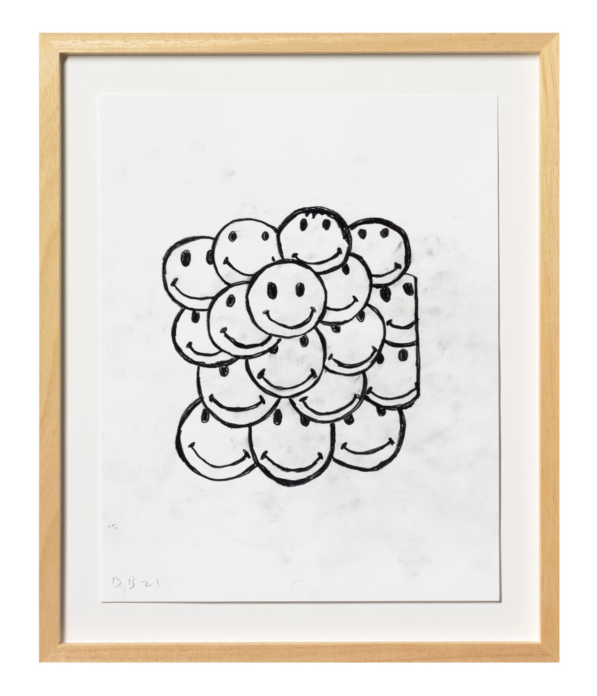 Donald Baechler  Smile Crowd, 2021  graphite on Strathmore Archival Bond paper  paper: 14 x 11 inches  frame: 17 5/16 x 14 1/4 inches