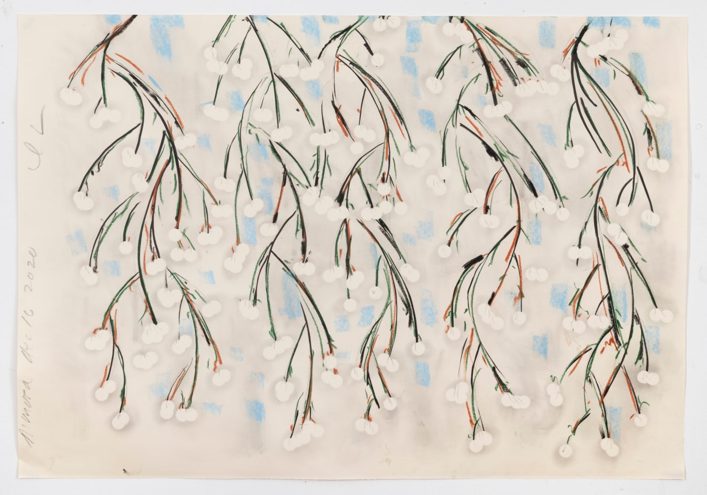 Donald Sultan Mimosa Dec 10 2020, 2020 charcoal and conte on paper  paper: 27 3/8 x 39 3/8 inches  frame: 35 x 47 1/4 inches