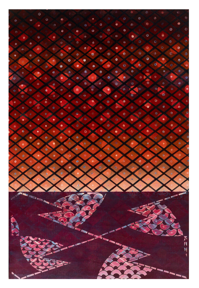 Mara Held  Pond, 2019  egg tempera on linen over panel  60 x 40 inches  (MHe-79) $15,000