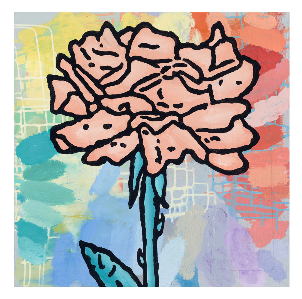 Donald Baechler The Window Wish, 2021 acrylic and fabric collage on canvas 24 x 24 inches