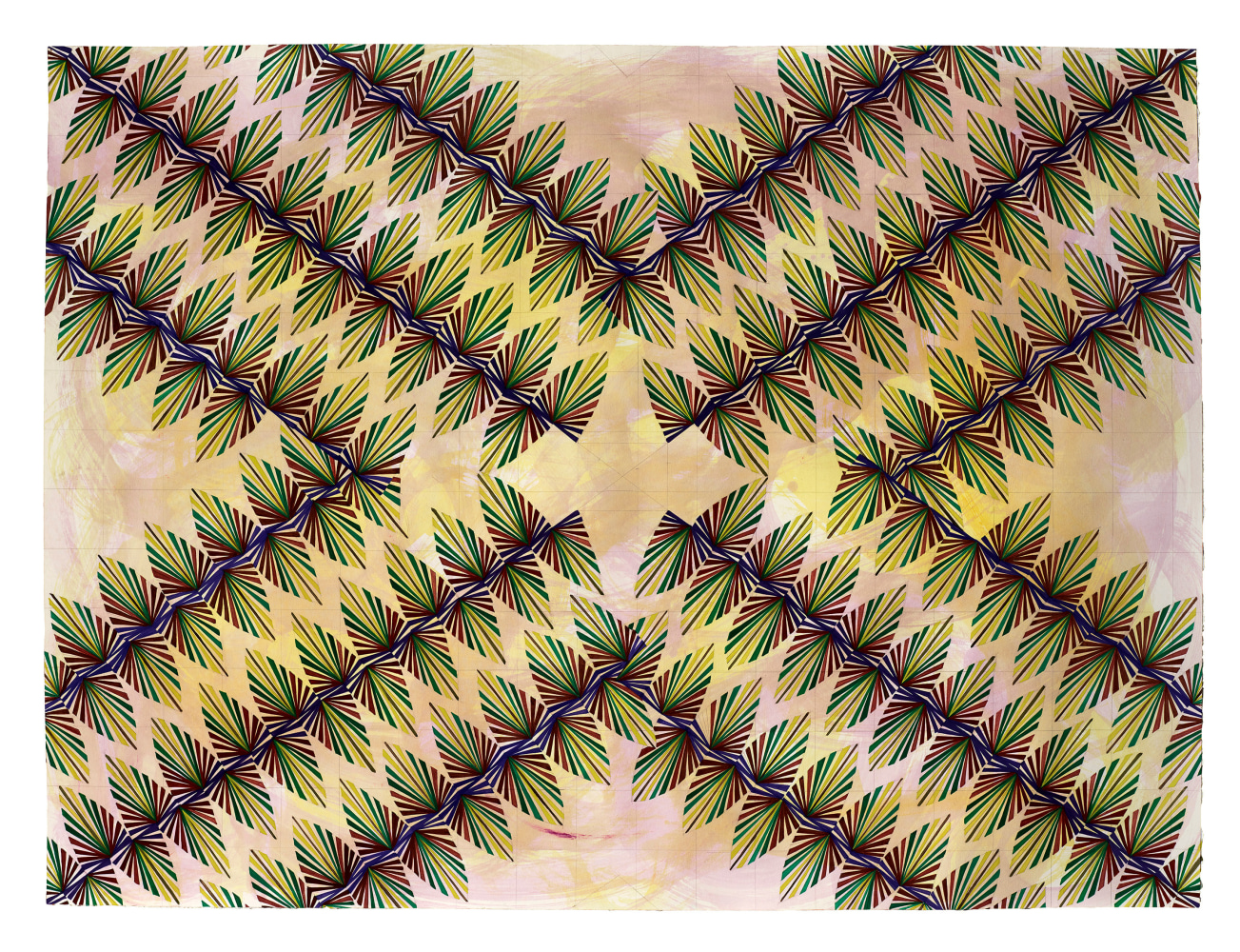 Mara Held  Straight Lines 7, 2020  gouache and egg tempera on paper  paper: 29 5/8 x 39 3/4 inches  frame: 34 7/8 x 44 7/8 inches  verso  $8,000