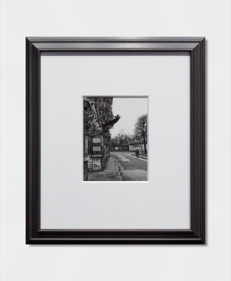 Yves Klein (French, b. Nice 1928 - d. Paris 1962)

Leap Into the Void, October 27, 1960, printed later 1992

gelatin silver print

image: 7 11/16 x 5 11/16 inches (19.5 x 14.5 cm)

framed dimensions: 19 5/16 x 16 3/4 inches (49 x 42.5 cm)

photograph by Harry Shunk, signed H. Shunk on label verso

(YKB-6.XVI)

&amp;nbsp;

Provenance:

Harry Shunk, New York.

Private Collection, Paris.

Private Collection, New York (2021).

&amp;nbsp;

Exhibitions:

Krefeld, Mus&amp;eacute;e Haus Lange, Yves Klein: Monochrome und Feuer, 14 January - 26 February, 1961.

AFondazione Merz, Turin, Italy, Alfredo Jaar: Abbiamo Amato tanto La Rivoluzione, November 11, 2013 - February 3, 2014.

Galerie Lelong &amp;amp; Co., New York, Alfredo Jaar: The Temptation to Exist, May 13 - June 25, 2022.*

&amp;nbsp;

Literature:

&amp;lsquo;Dimanche&amp;rsquo; newspaper, 27 November 1960.

&amp;lsquo;Yves Klein, 1928-1962, une r&amp;eacute;trospective&amp;rsquo;, 13 March to 23 May 1983, Paris exhibition catalogue, Centre Pompidou, Ed. The Arts Publisher, New York, p.63 repr. in col.

&amp;ldquo;Yves Klein, conf&amp;eacute;rence de la Sorbonne, 3 June 1959&amp;rsquo;, Galerie Montaigne, Paris, 1992, illustrated n.p.

T. Genevrier-Tausti, &amp;ldquo;L&amp;rsquo;envol d&amp;rsquo;Yves Klein: l&amp;rsquo;origine d&amp;rsquo;une l&amp;eacute;gende&amp;rdquo;, Paris, 2006, p.99 repr. in col.

Auping, Michael, &amp;ldquo;Declaring Space&amp;rdquo;, Fort Worth: Modern Art Museum of Fort Worth, 2007, repr. in col on the cover.

Copeland, Mathieu, &amp;ldquo;Voids: A Retrospective&amp;rdquo;, Zurich: JPR|Ringier with the Centre Pompidou, Paris, Centre Pompidou-Metz and the Kunsthalle Bern, 2009.

&amp;ldquo;Alfredo Jaar: Abbiamo Amato tanto La Rivoluzione&amp;rdquo;, Fondazione Merz, Turin, Italy, 2013-2014, p. 60 repr. in col.

&amp;nbsp;

Unless noted (*), the above refers to alternate editions of this work.