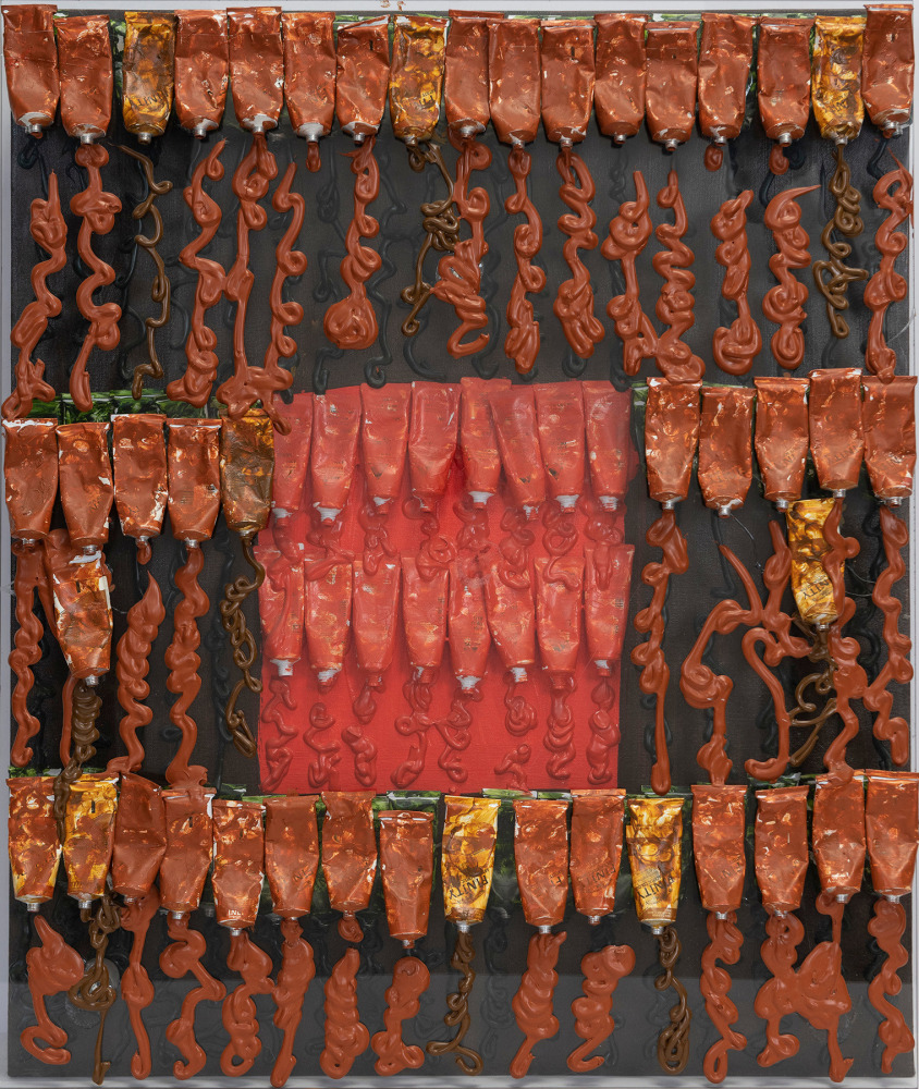 Untitled Superposition (Cadmium &amp;amp; Orange)

2001

Acrylic paint and paint tubes pressed on plexiglass and canvas; cadmium orange

40 1/4 x 32 inches

102.2 x 81.3cm