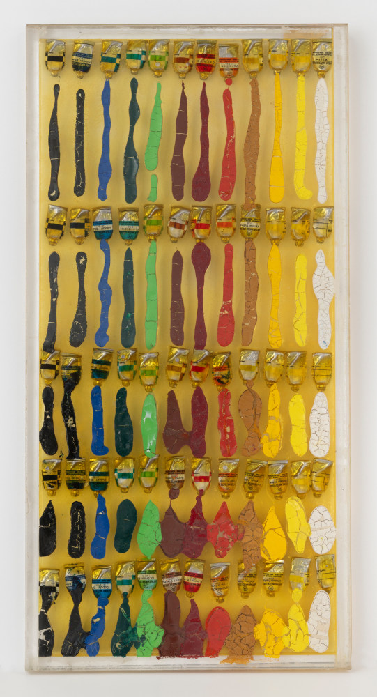 Small Rainbow

1967

Paint tubes in polyester, encased in Plexiglas

24.02 x 12.01 x .79 inches

61 x 30.5 x 2cm