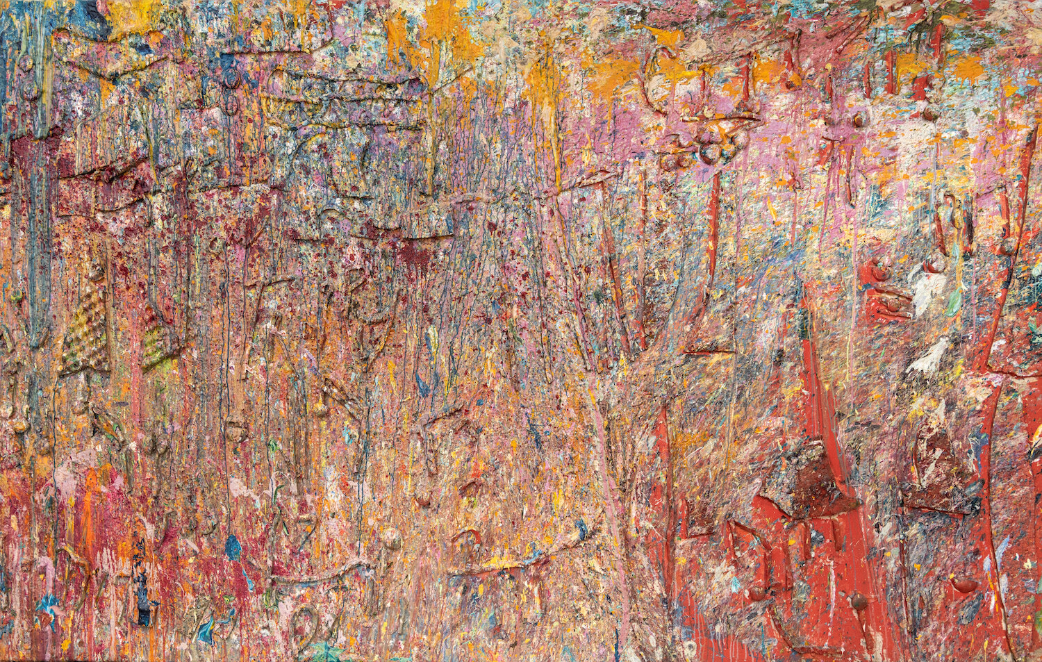 Peritheria, 1993

Acrylic and mixed media on canvas

85 x 138 inches
215.9 x 350.5cm