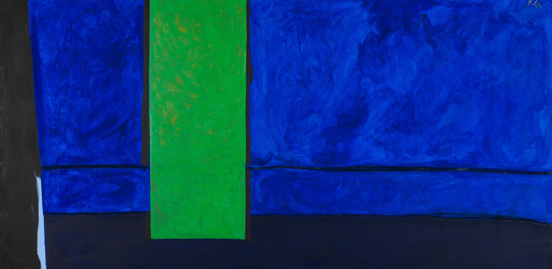 Open #165: In Blue and Black

1970

Acrylic and charcoal on canvas

53.5 x 108 inches

135.9 x 274.3cm