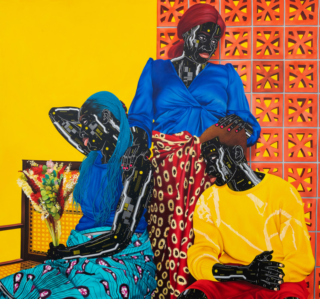 Eddy Kamuanga Ilunga

Transition

2023

Acrylic and oil on linen

74 by 79 1/2 inches (188 x 201.9 cm)