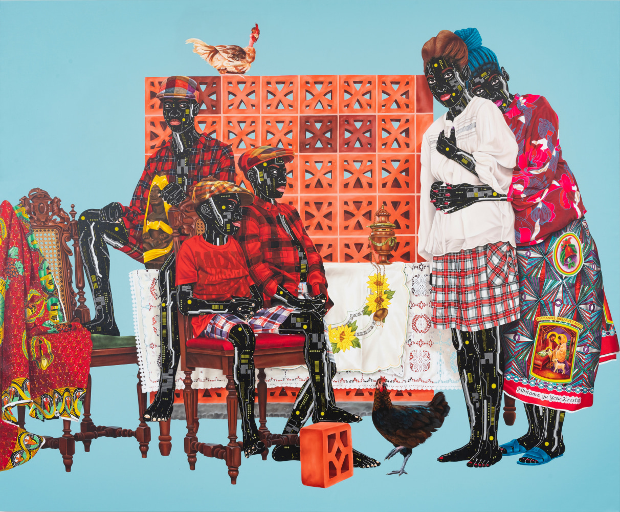 Eddy Kamuanga Ilunga

Traitement (The Way One Is Treated)

2023

Acrylic and oil on linen

85 1/2 by 106 3/4 inches (217.2 x 271.1 cm)