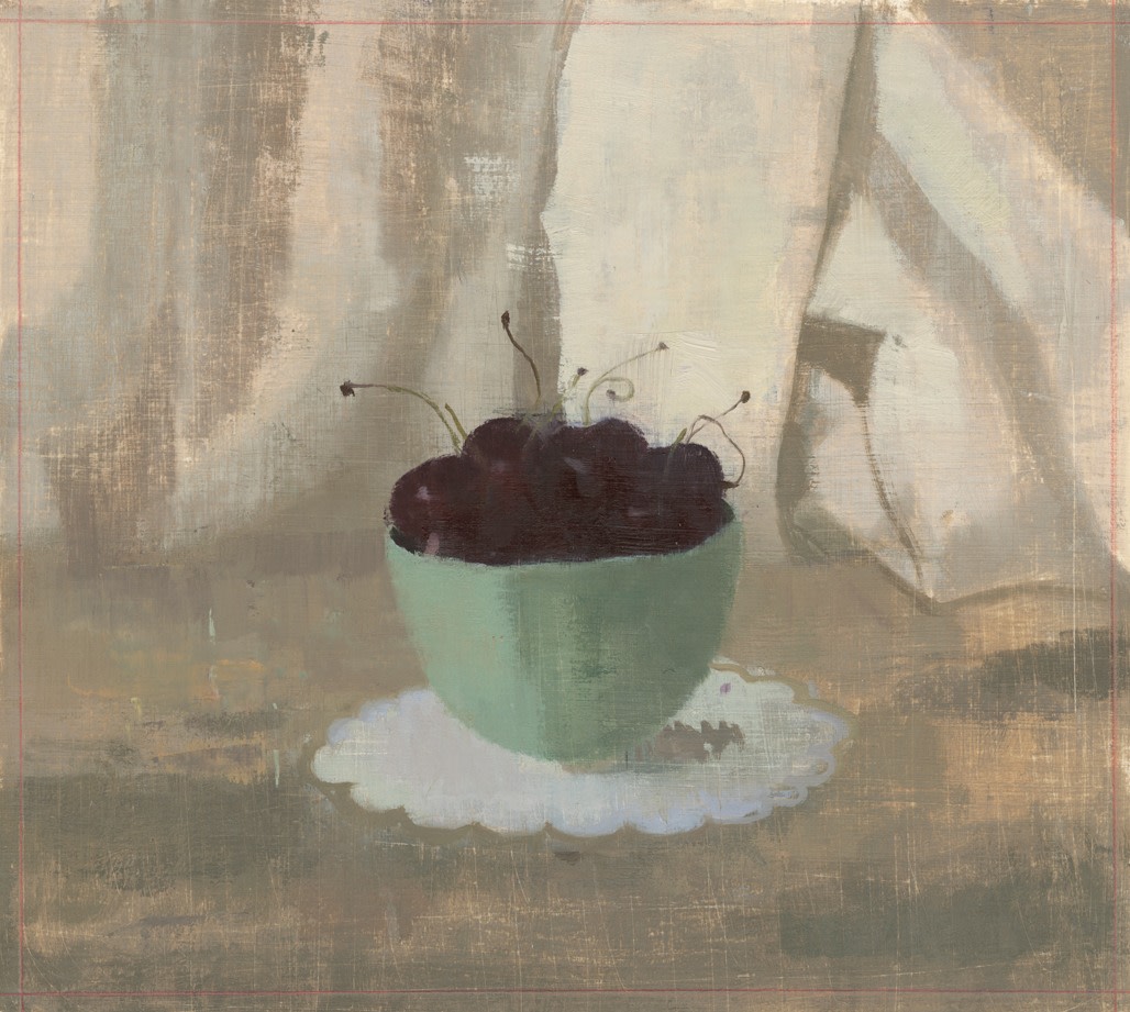 Susan Jane Walp
Cherries in a Turquoise Cup, 2018
oil on paper
9 x 10 1/8 inches
(22.9 x 25.7 cm)