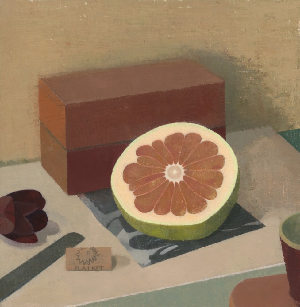 Susan Jane Walp
Pummelo with Knife, Dark Tulip and Cork (Saint), 2012-2020
oil on linen
11 3/8&amp;nbsp;x 11 1/8&amp;nbsp;inches
(28.9 x 28.3 cm)