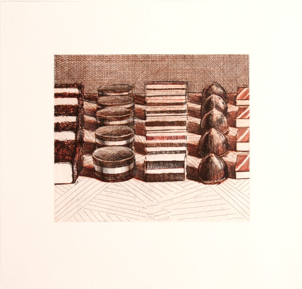 Chocolates,&amp;nbsp;1993
Color hard ground etching with drypoint
Image: 9 x 10 1/2 inches
Sheet: 15 1/4 x 16 inches
Framed: 17 3/4 x 18 1/2 inches
Edition of 50

$12,000