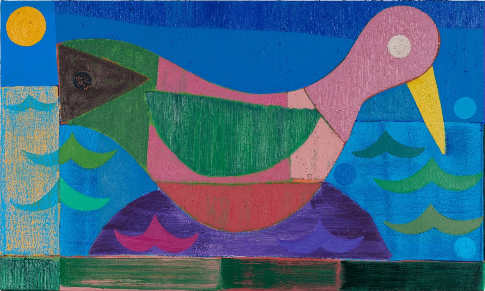 Austin Eddy
Night Falls On Livadi Beach, The Solitude Of Summer.,&amp;nbsp;2020
Oil, flashe, colored pencil, and paper on canvas
18 x 30 inches

SOLD