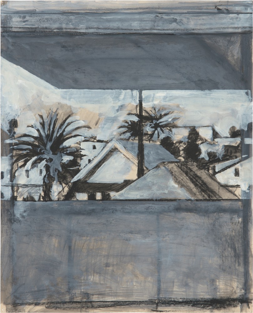 Richard Diebenkorn
Untitled (View from Studio, Ocean Park), 1969
Gouache, charcoal, and ink on paper
17 x 13 3/4 inches
&amp;copy; Richard Diebenkorn Foundation