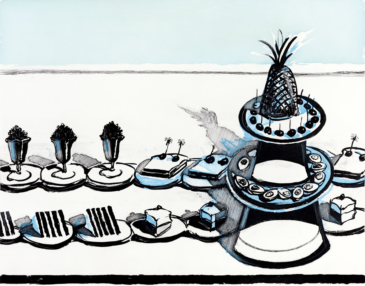 Snack Bar,&amp;nbsp;2017
Color sugarlift aquatint with drypoint
Image: 21 1/2 x 27 1/2 inches
Sheet: 30 3/4 x 35 3/4 inches
Edition of 35

$16,500