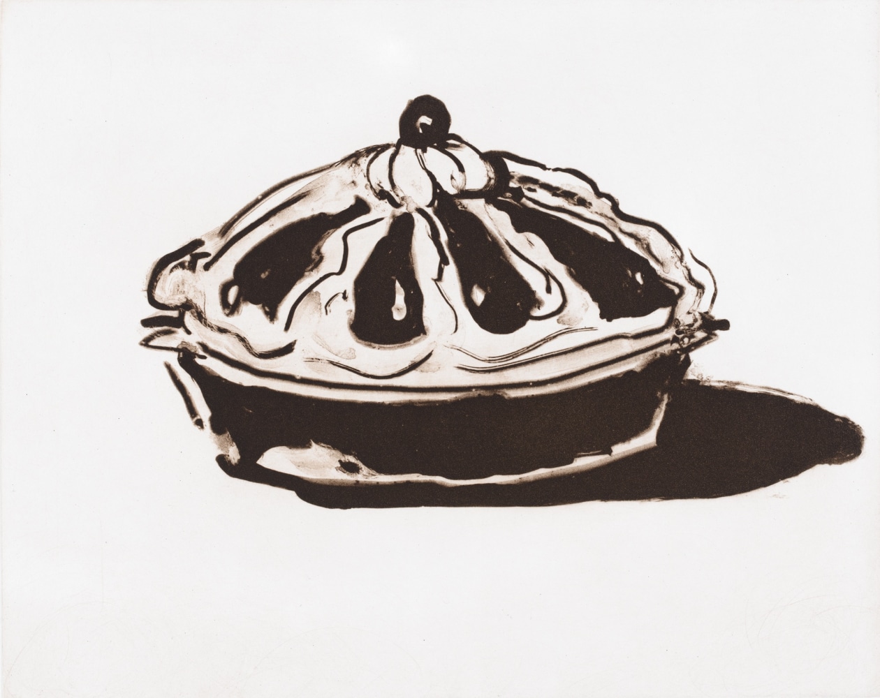 Crown Tart,&amp;nbsp;2015
Direct gravure printed in brown
Image: 10 x 12 1/4 inches
Sheet: 16 x 17 1/4 inches
Edition of 35

$8,000