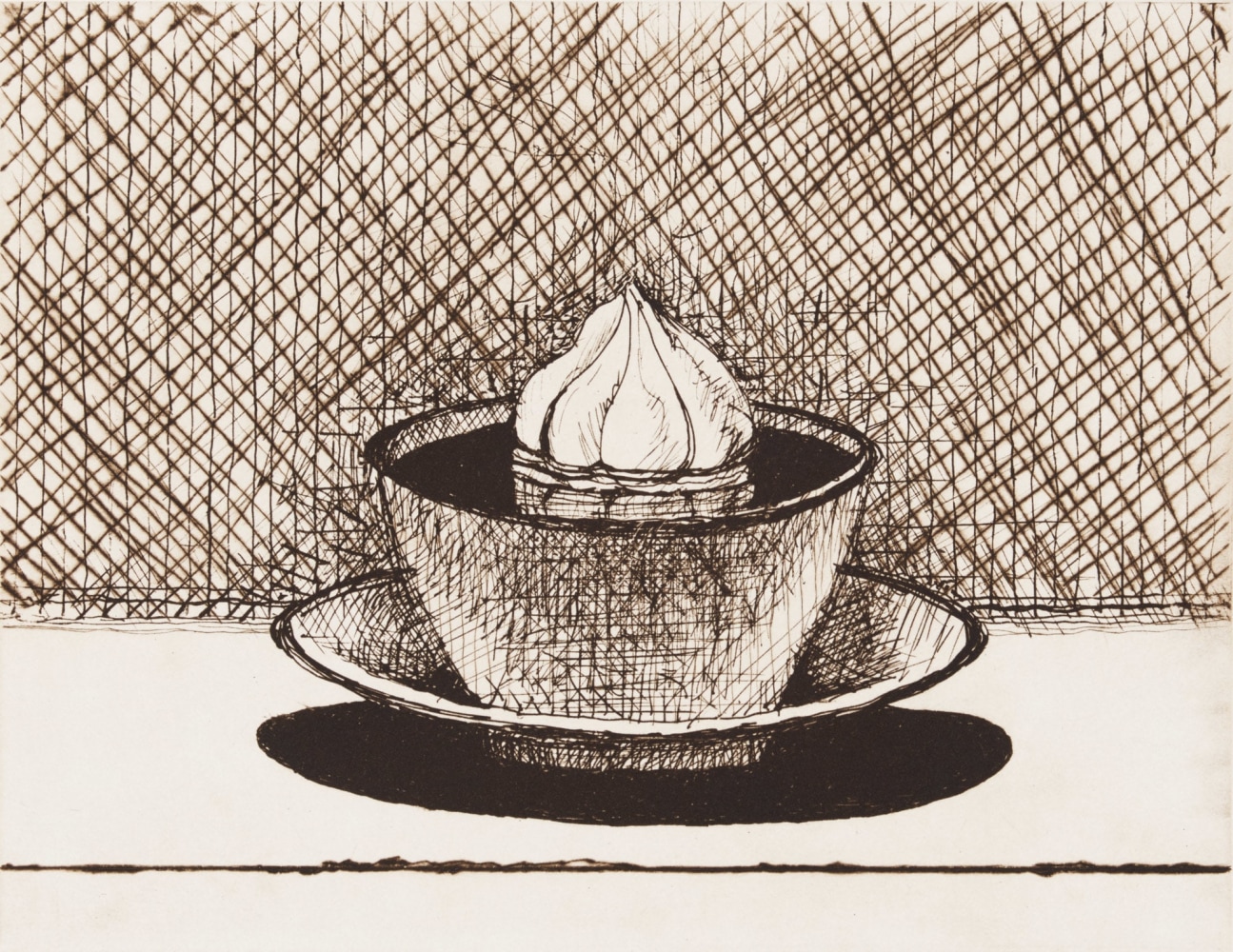 Hot Chocolate,&amp;nbsp;2015
Direct gravure with drypoint printed in brown
Image: 7 3/4 x 10 inches
Sheet: 13 3/4 x 15 inches
Edition of 25

SOLD