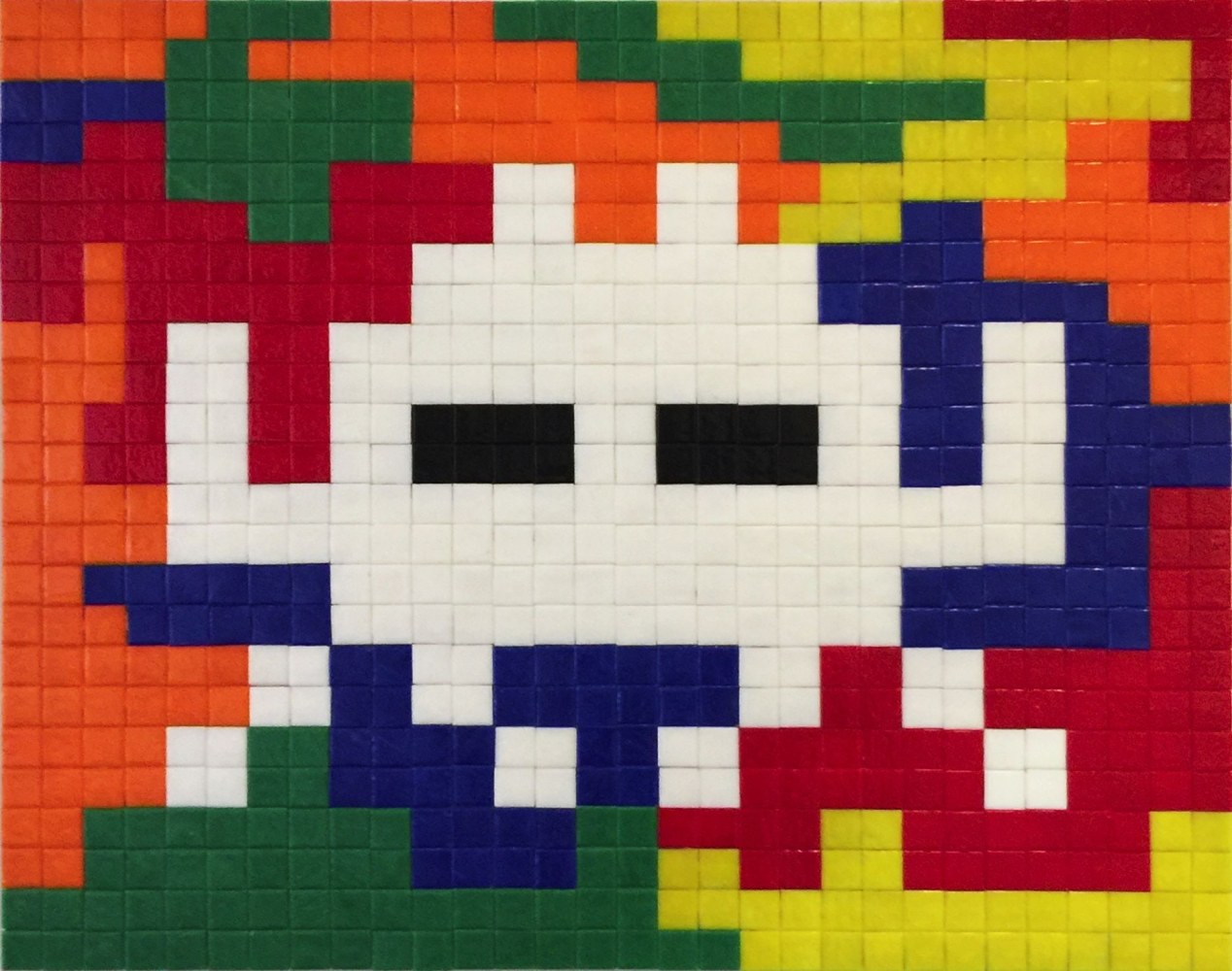 Lost in Rubik Camo Space 1, 2007
Ceramic mosaic titles on wood panel
19&amp;nbsp;x 24&amp;nbsp;inches (48.3&amp;nbsp;x 61&amp;nbsp;cm)
Unique | Signed | Dated