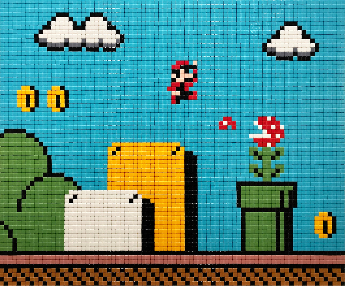 Super Mario III, 2016
Ceramic mosaic tiles on perspex
26 1/2 x 32 inches (67.4 x 81.4 cm)
Unique | Signed