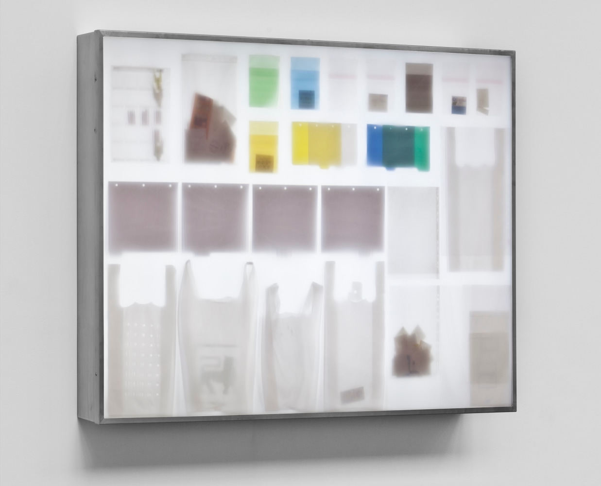 inverted lightbox 2, 2012
lightbox, stainless steel, plexiglass, papers, tickets, turn stubs, plastic bags
47.44 x 71.14 x 7.48 in.

&amp;nbsp;

&amp;nbsp;