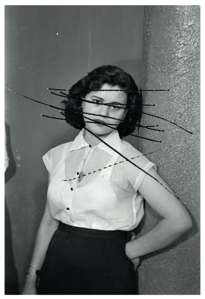 damaged negatives: scratched portrait of mrs. baqari, from the series photographic phenomena,&amp;nbsp;2012
inkjet print on silver rag paper, printed from 35mm scratched negative from the hashem el madani archive
70.9 x 47.2 in.

&amp;nbsp;

&amp;nbsp;