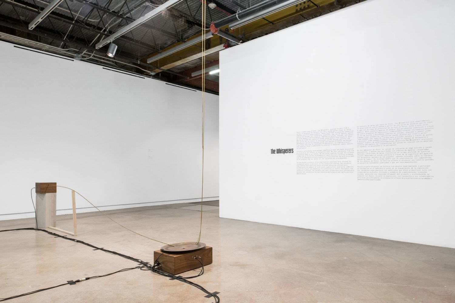 the whisperers: infinite ballet solo, 2021-2022

wood, transducer, amplifier, mixer, oxidized cymbal, 3 meter brass rod, sound proofed wooden box, 20 meter brass chain, rotating motor, wooden support, headphones, genelec speaker 361 x 48 x 396 cm