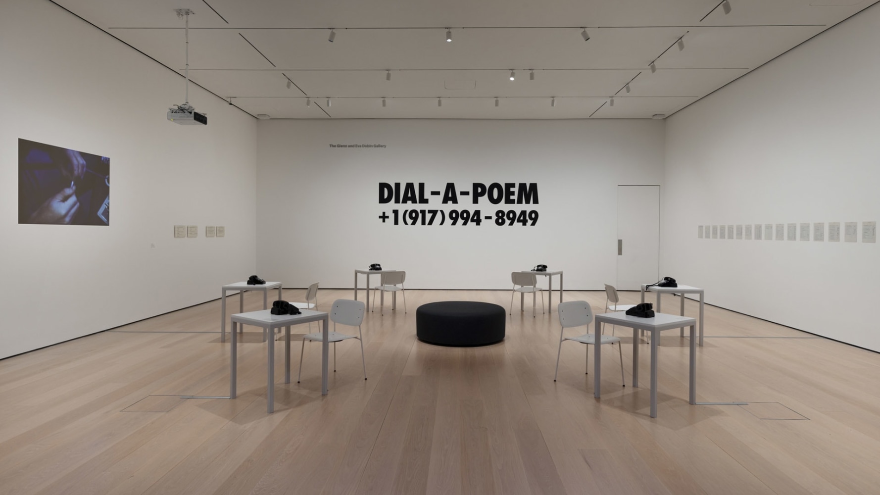 john giorno, installation view of dial-a-poem,&amp;nbsp;1968-2019. set of 4 telephones containing with 293 digitally recorded poems from 135 poets and artists. the&amp;nbsp;museum of modern art, new york, 2023