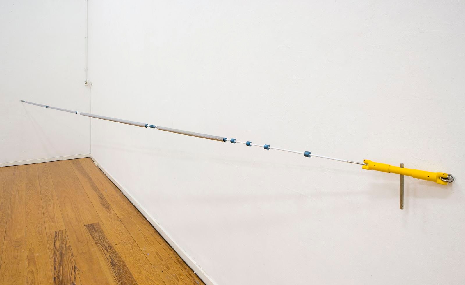 spanner (stretcher-loiterer), 2008

chromed brass pipe, stretcher, rubber wire rope, painted metal rings

&amp;nbsp;

variable&amp;nbsp;dimensions&amp;nbsp;

&amp;nbsp;