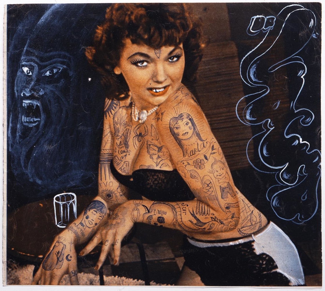 untitled (mujer con gorila), 2004

ink on vintage magazine

8.35 x 9.25 in.