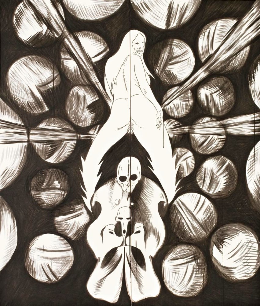 abi road (de la serie la b&amp;uacute;squeda del ombligo), 2005-2007

tinta sobre papel sobre panel de madera

210 x 180 x 3.5 cm

&amp;nbsp;

&amp;nbsp;