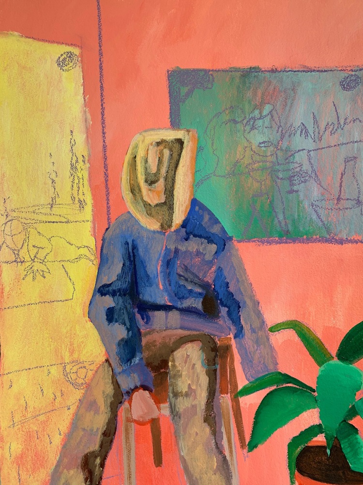 sean, 2020; acrylic and pastel on paper, 75 x 52.5 cm (29.53 x 20.67 in.)