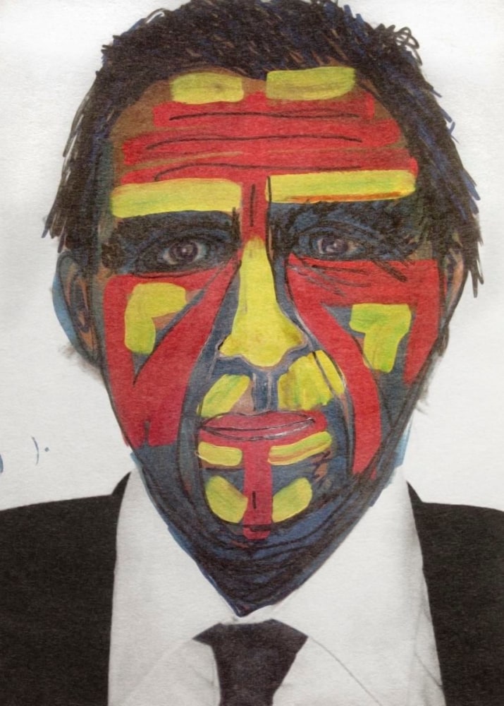 painted self-portrait, 2007
acr&amp;iacute;lico, plum&amp;oacute;n sobre fotograf&amp;iacute;a a color
78 x 58 cm

&amp;nbsp;

&amp;nbsp;