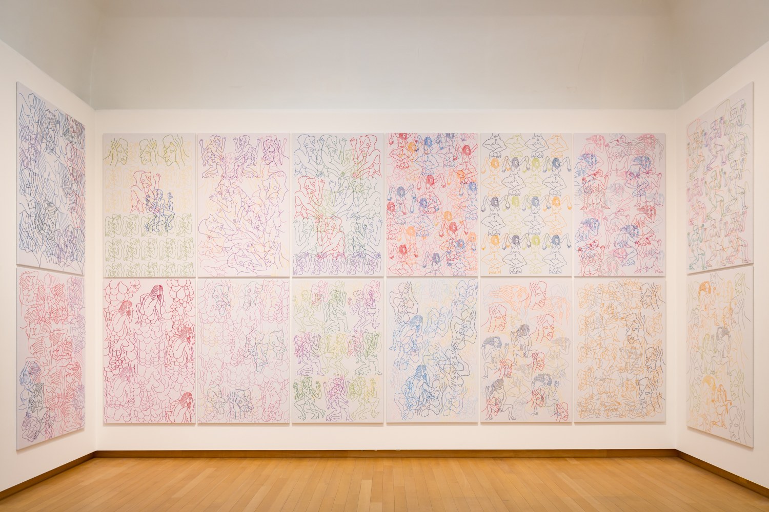 narcissus&amp;#39; orgy, 2019

58 woven silk fabrics mounted on wooden frames

70.87 x 47.24 in. each