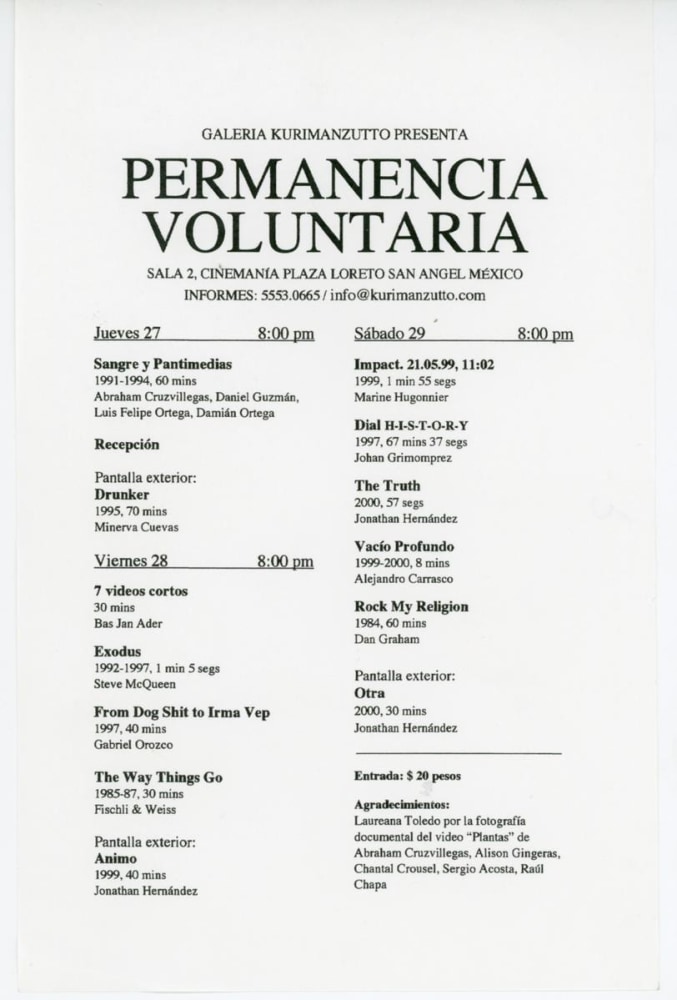	permanencia voluntaria, cineman&amp;iacute;a plaza loreto, mexico city, 2000
