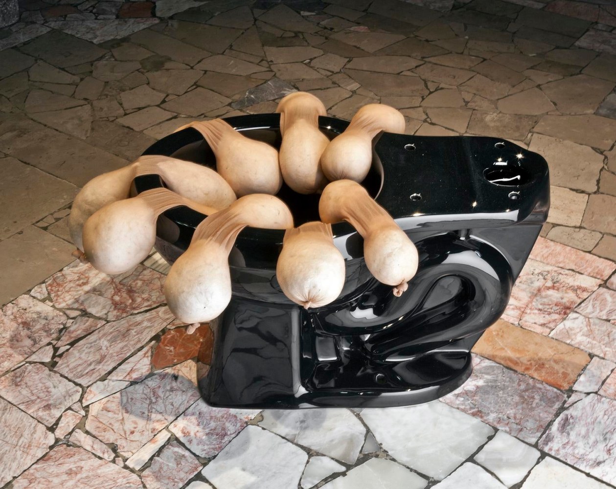 obsidiana, 2012
escusado de cer&amp;aacute;mica, algod&amp;oacute;n, medias de lycra
42 x 77 x 58 cm

&amp;nbsp;

&amp;nbsp;