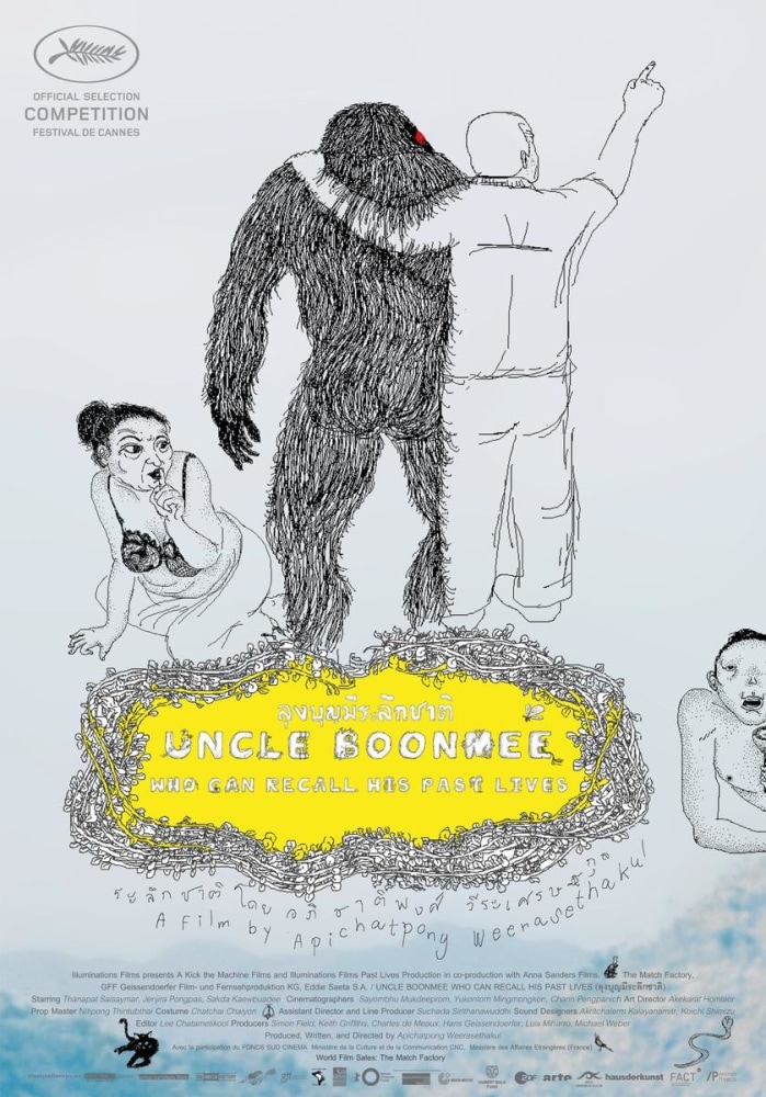 uncle boonmee who can recall his past lives / lung boonmee raluek chat, united kingdom/ thailand / germany / france/ spain 2010

35mm (blown up from super 16mm), 1,85:1, dolby surround, color

113:00 min

&amp;nbsp;

&amp;nbsp;