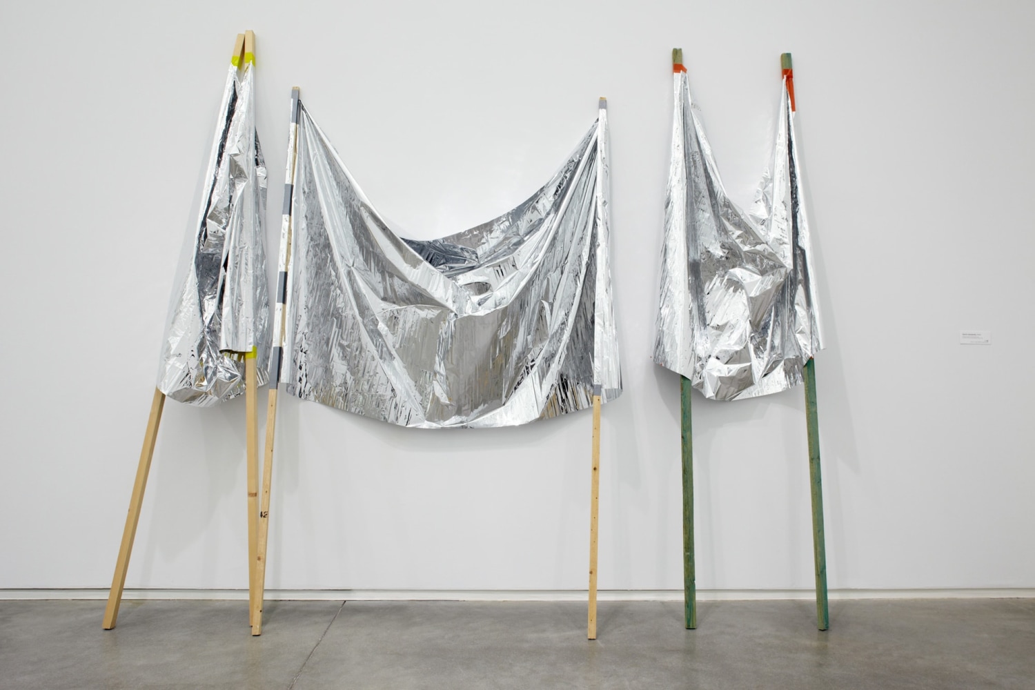 quick standards, 2005
set of 3 emergency blanket taped on wooden sticks
variable&amp;nbsp;dimensions&amp;nbsp;

&amp;nbsp;

&amp;nbsp;