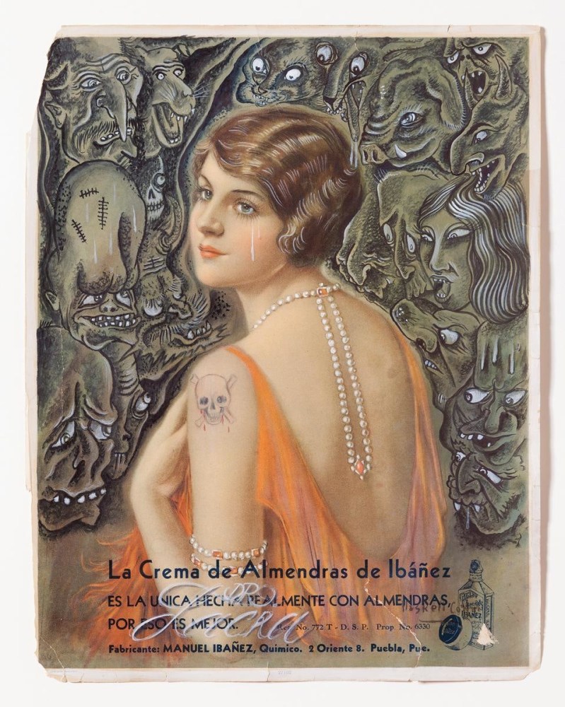 la crema de la almendra, 2012
ink and watercolor on vintage advertisement
14.17 x 11.02 in.

&amp;nbsp;

&amp;nbsp;