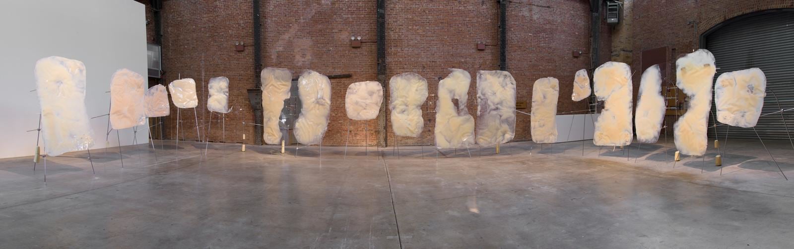 retainer, 2013

casted aluminium, silicon, polycarbonate, chromed metal, print, painted metal, rubber

variable&amp;nbsp;dimensions&amp;nbsp;

installation view,&amp;nbsp;sculpture center, new york, 2013

&amp;nbsp;