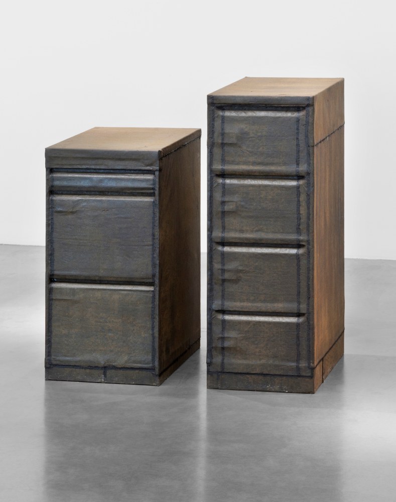 dead filing cabinets, 2012
metal filing cabinets covered with impermeable membrane, asphalt plastic cement
52.17 x 18.5 x 28.35 inches and 42.13 x 20.87 x 28.54 in.

&amp;nbsp;

&amp;nbsp;