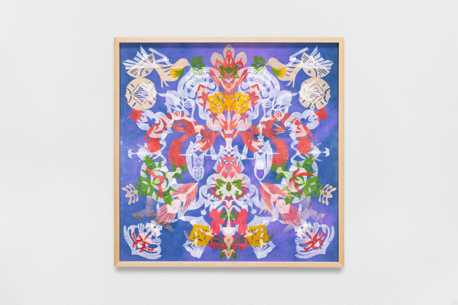 swaying flaring blooming formation &amp;ndash; mesmerizing mesh #135, 2022, hanji on alu-dibond, framed, 24.41 x 24.41 in