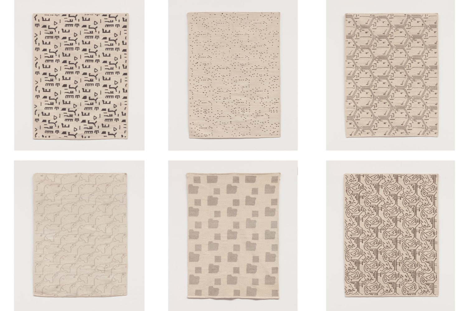 proceso constructivo, 2013

set of 6. tbc&amp;nbsp;microchip divided into 6 construtive layers. wool weaved by eduardo francisco rodr&amp;iacute;guez (san luis de la paz, guanajuato)

77.76 x 59.25 in.&amp;nbsp;each