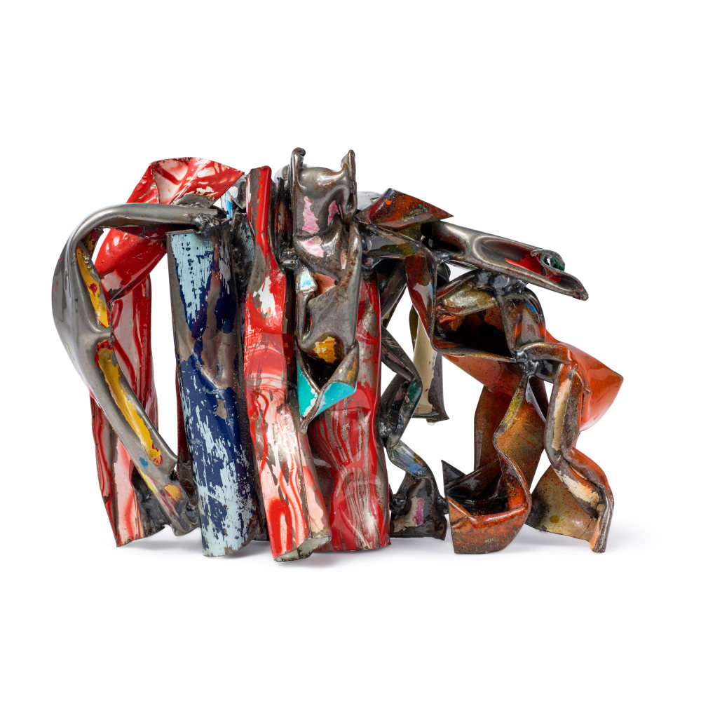 John Chamberlain

&amp;nbsp;LAW OF THE BUNGLE

1992

painted and chromium-plated steel&amp;nbsp;

6 1/2 x 9 x 4 1/2 inches (16.5 x 22.9 x 11.4 cm)
